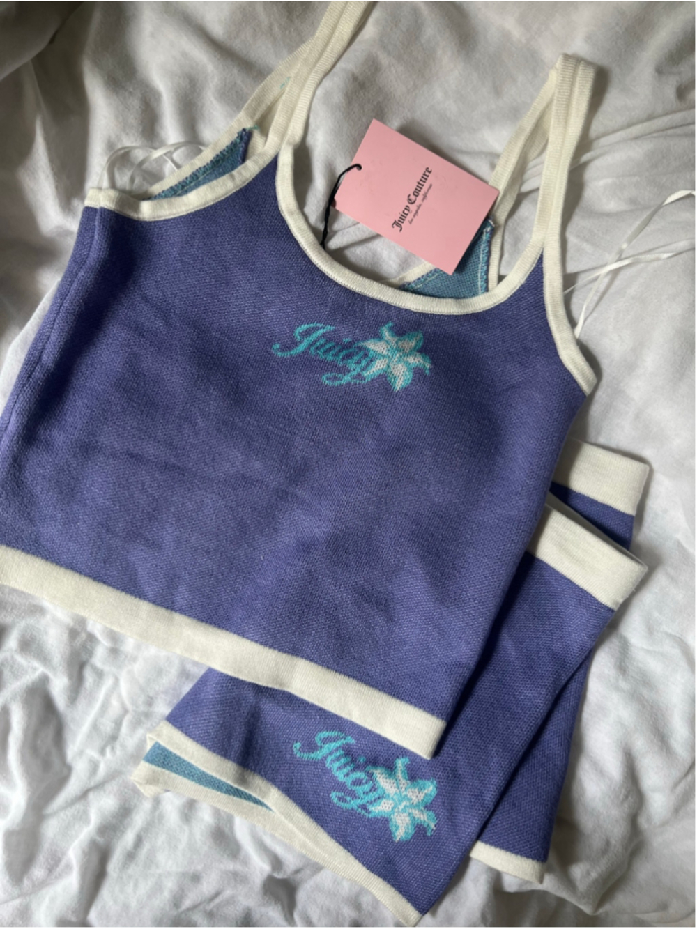NWT Juicy Couture Purple Periwinkle Knit Tank and Shorts Set Size S